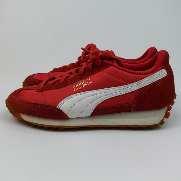 Puma Red White Foam Gum Sole Suede Nylon Easy Rider Vintage Sneakers - 8 - Picture 6 of 11